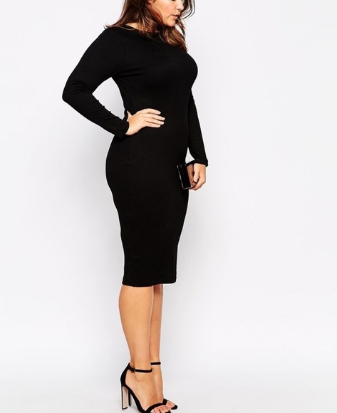 Asos Curve Midi Bodycon Dress in Rib - Picture 2 of 6
